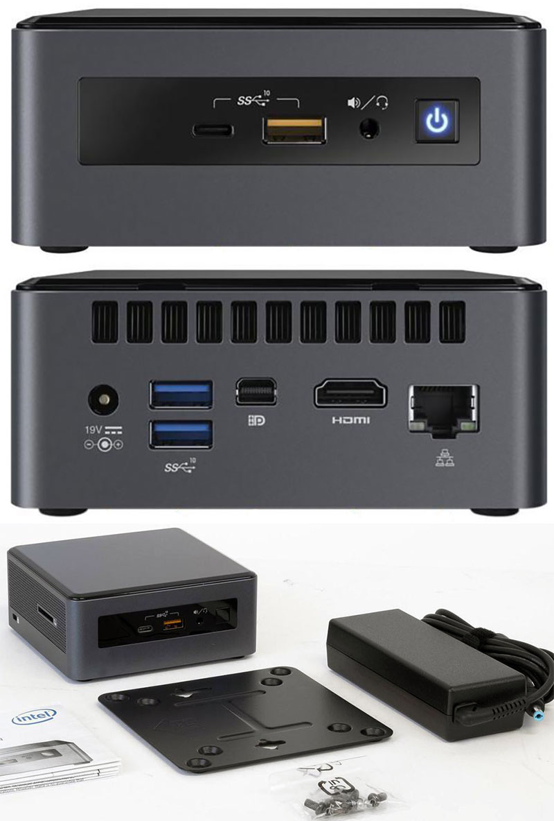Intel NUC8I5INHJA (Intel Core i5-8265U, 8GB RAM, 16GB Optane SSD, 1TB 2,5" HDD, Radeon 540X, <b>Win 11 Home english</b>)